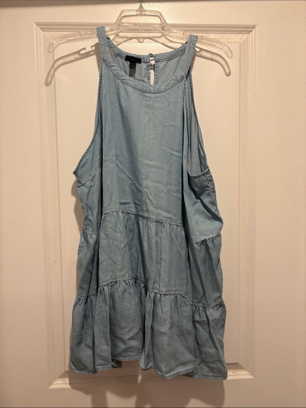 torrid Light Blue Tiered Chambray Tank